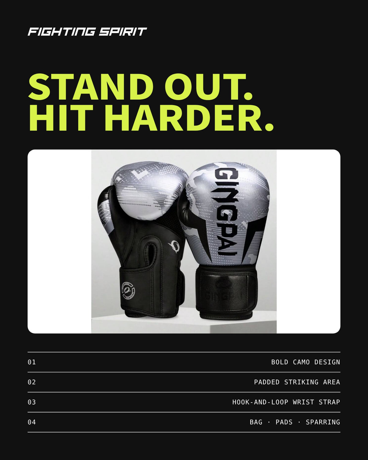 Fighting Spirit Camo Boxhandschuhe – 4 Farben