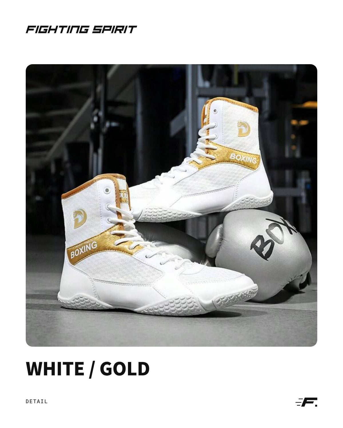 Premium High-Top Boxschuhe | Weiß & Gold