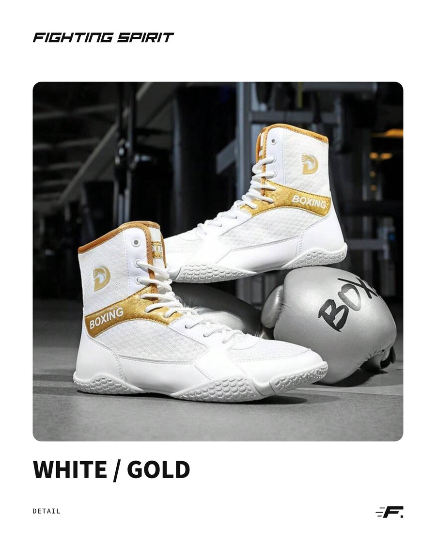 Premium High-Top Boxschuhe | Weiß & Gold