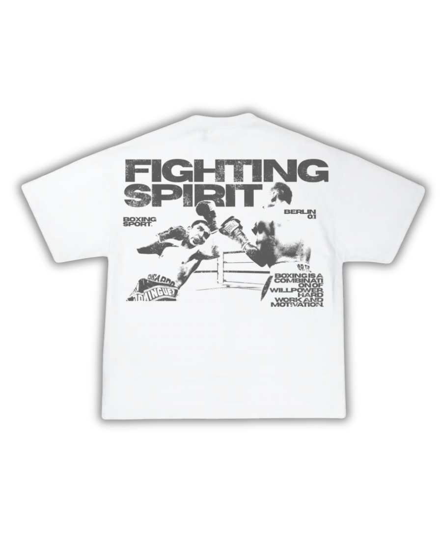 FIGHTING SPIRIT — Oversized-Boxshirt | Weißes T-Shirt
