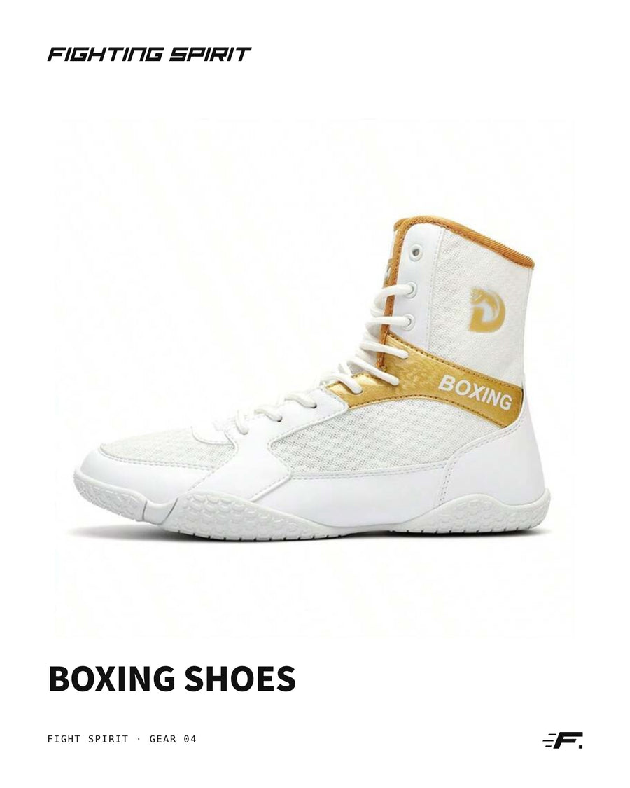 Premium High-Top Boxschuhe | Weiß & Gold