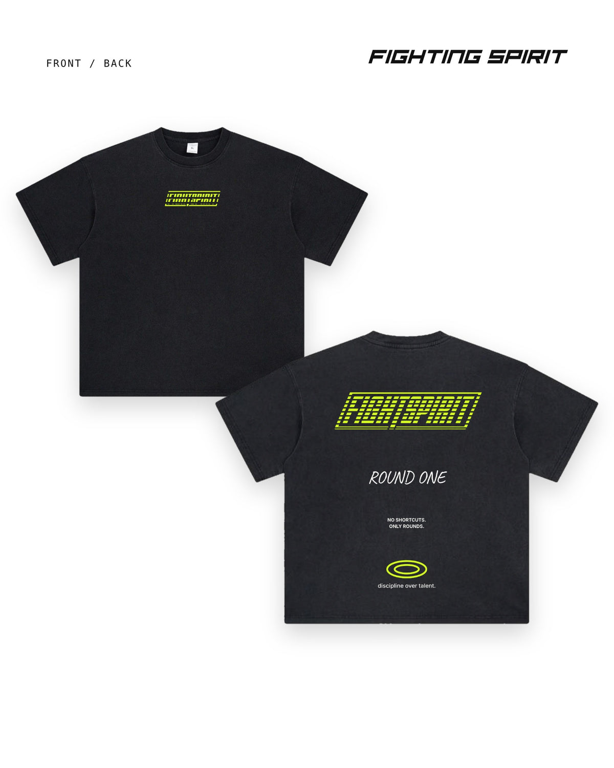 Fighting Spirit — Round One Oversized T-Shirt | Washed Black