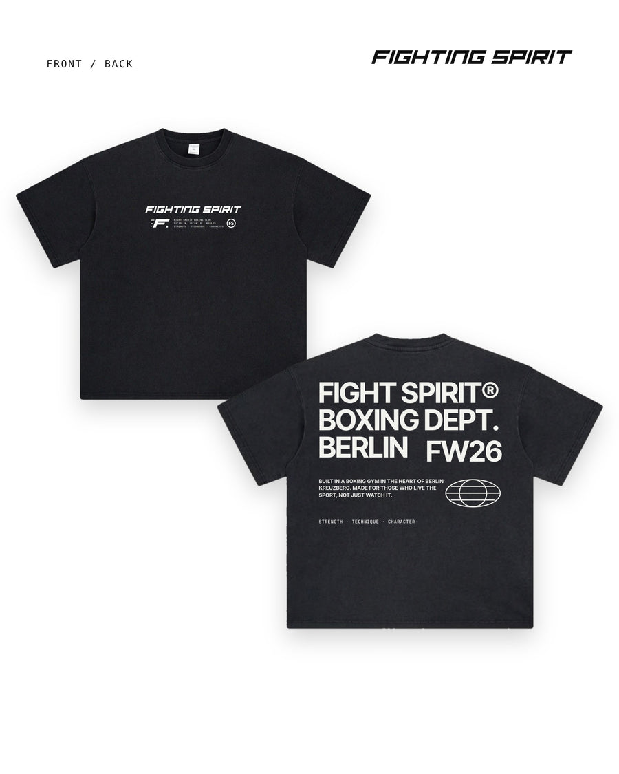 Fighting Spirit — Boxing Dept. Oversize-T-Shirt | Gewaschenes Schwarz