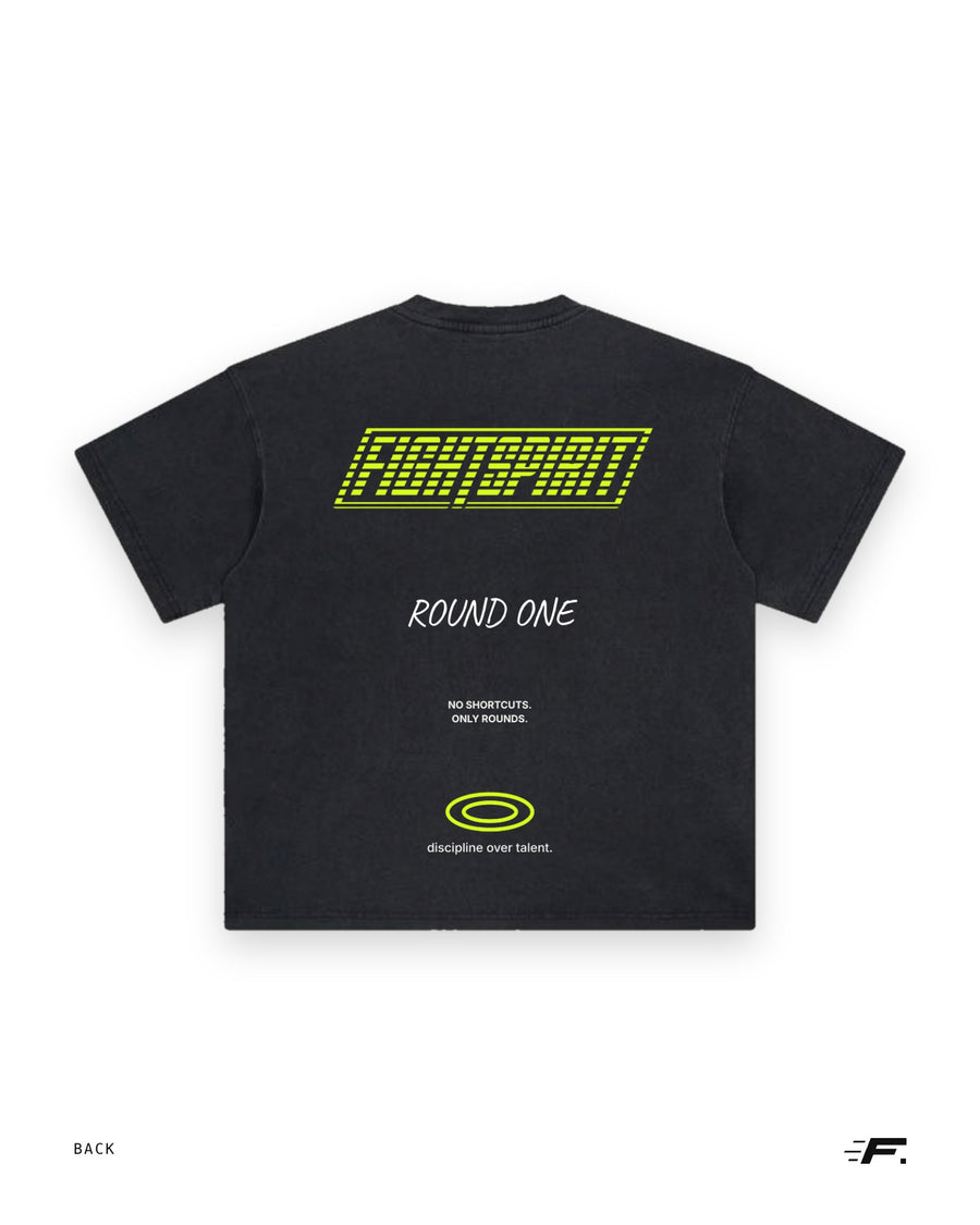 Fighting Spirit — Round One Oversized T-Shirt | Washed Black