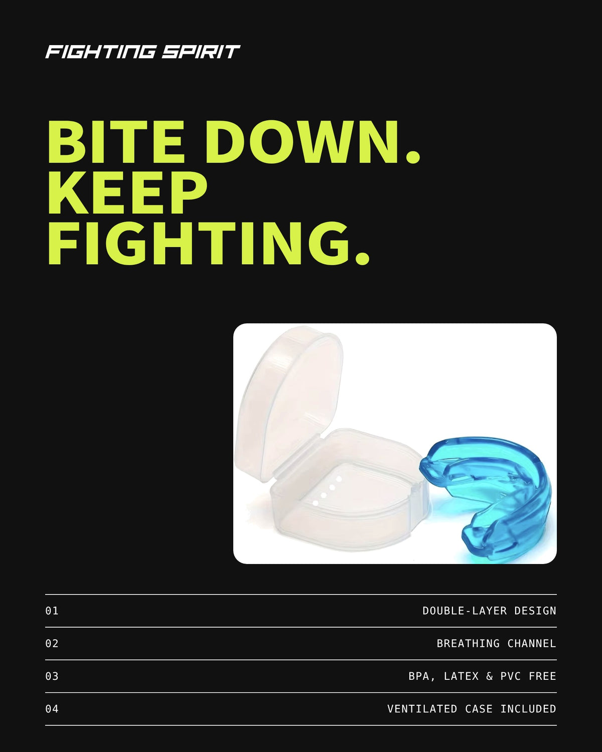 Fighting Spirit™ Double-Layer Boxing Mouthguard – Blue