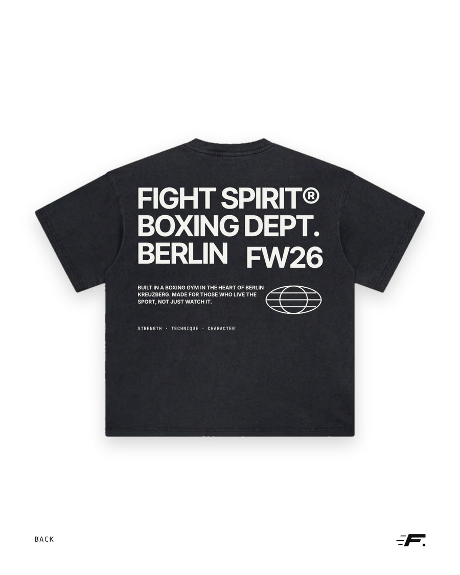 Fighting Spirit — Boxing Dept. Oversize-T-Shirt | Gewaschenes Schwarz