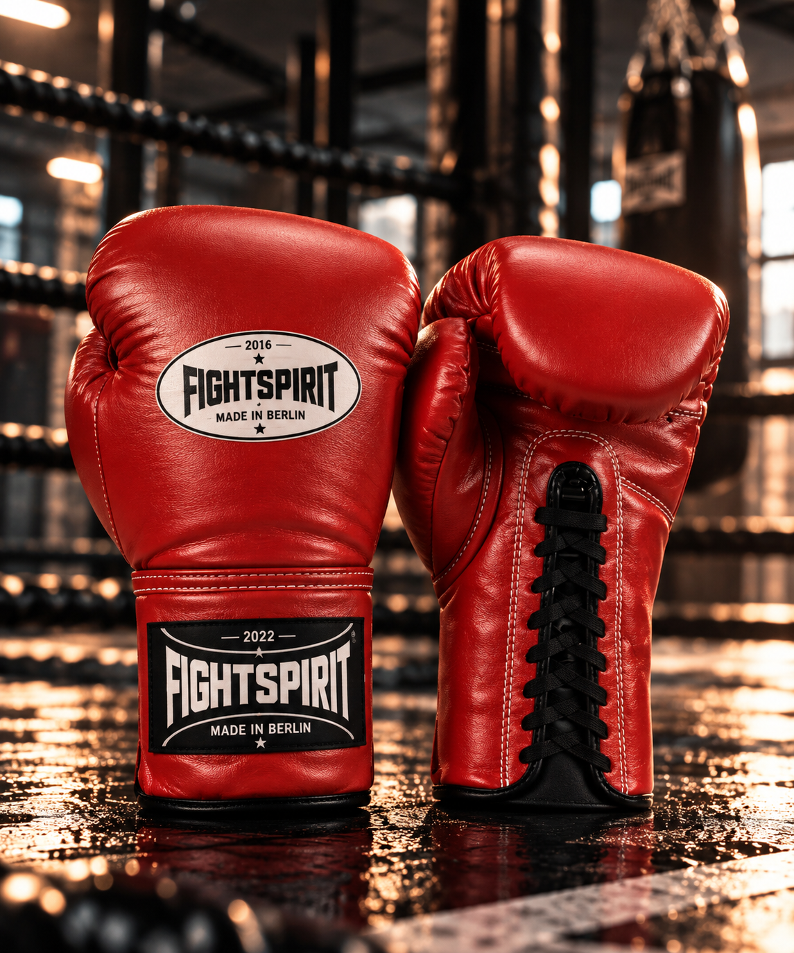 FightSpirit™ Professional Lace-Up Boxing Gloves