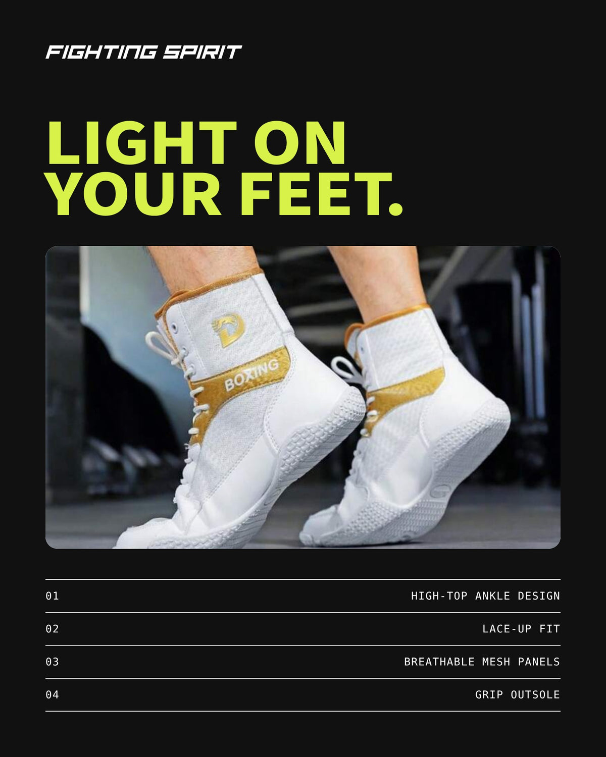 Premium High-Top Boxschuhe | Weiß & Gold