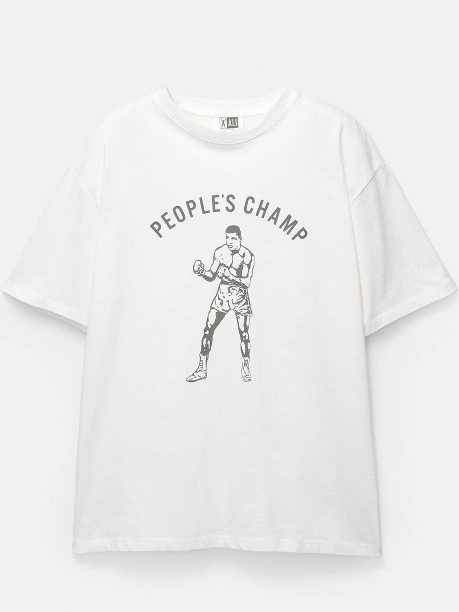 Muhammad Ali „People's Champ“ Oversized-T-Shirt – Weiß
