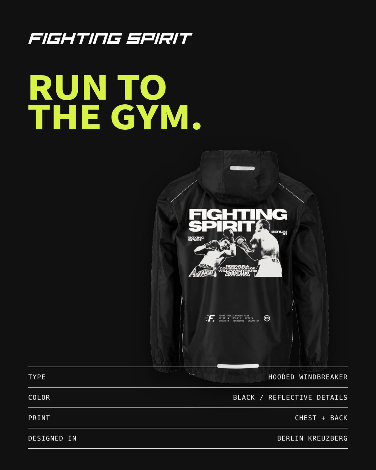 FIGHTING SPIRIT BOXER WINDBREAKER — BLACK | FW26