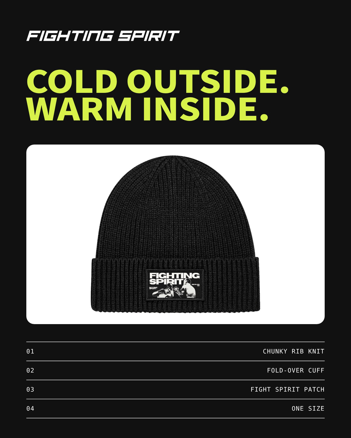 Fighting Spirit Boxing Beanie – Black
