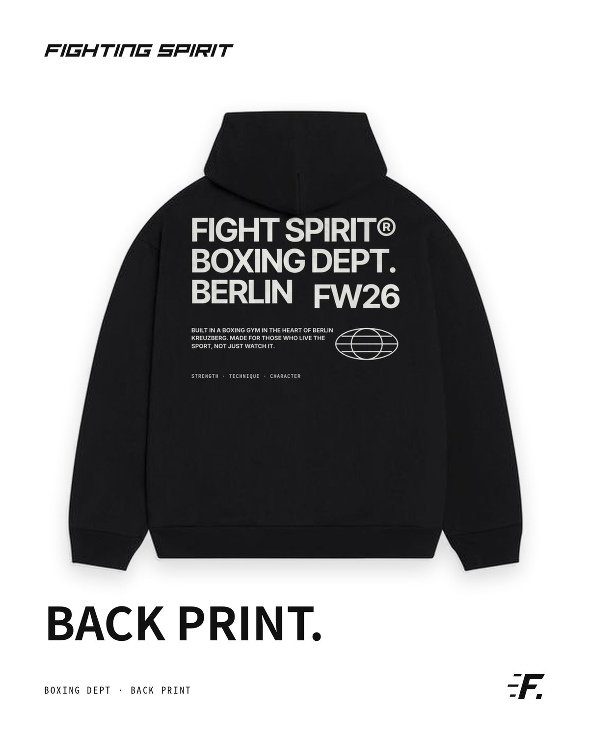 FIGHTING SPIRIT ZIP HOODIE - BLACK |FW26