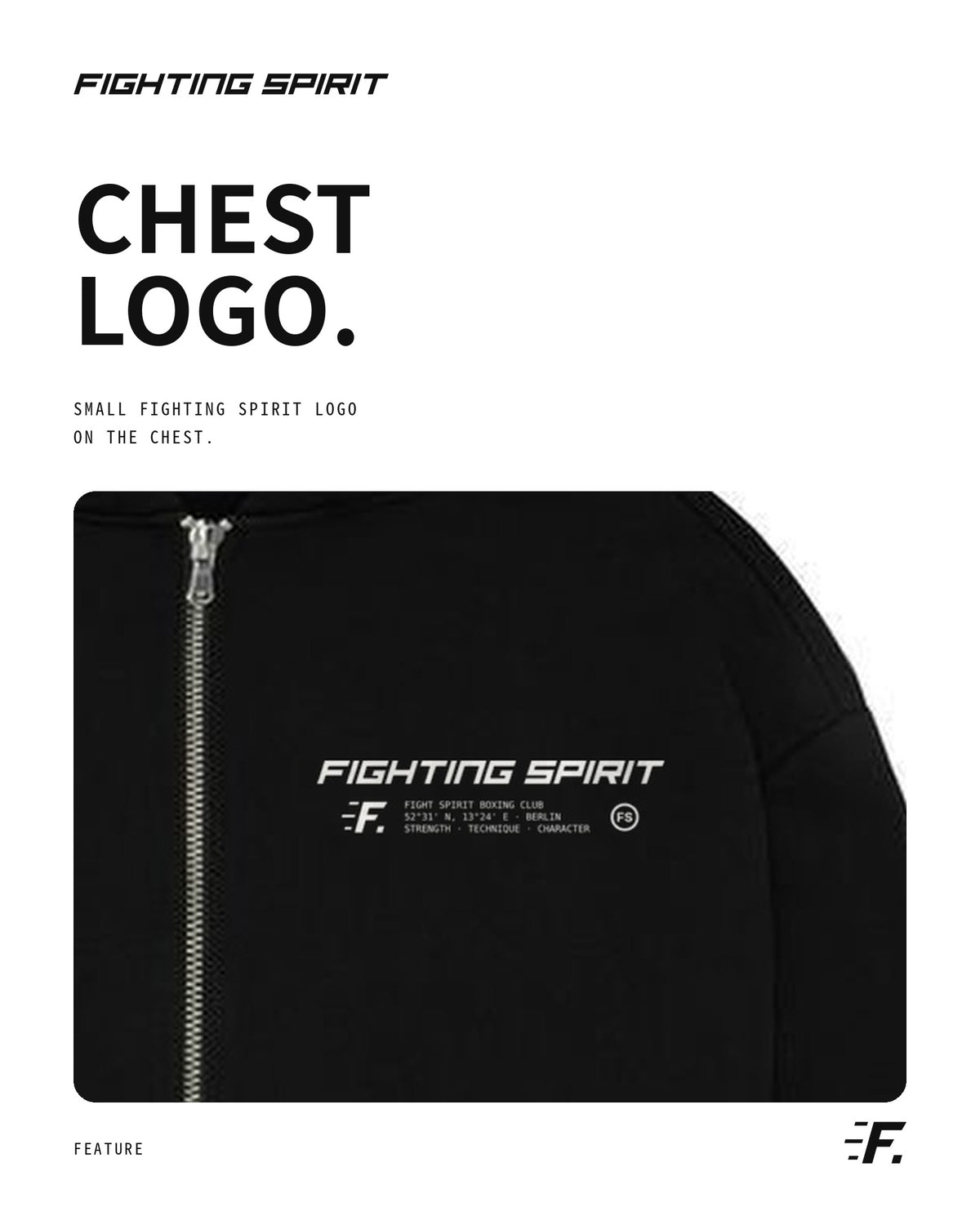FIGHTING SPIRIT ZIP HOODIE - BLACK |FW26