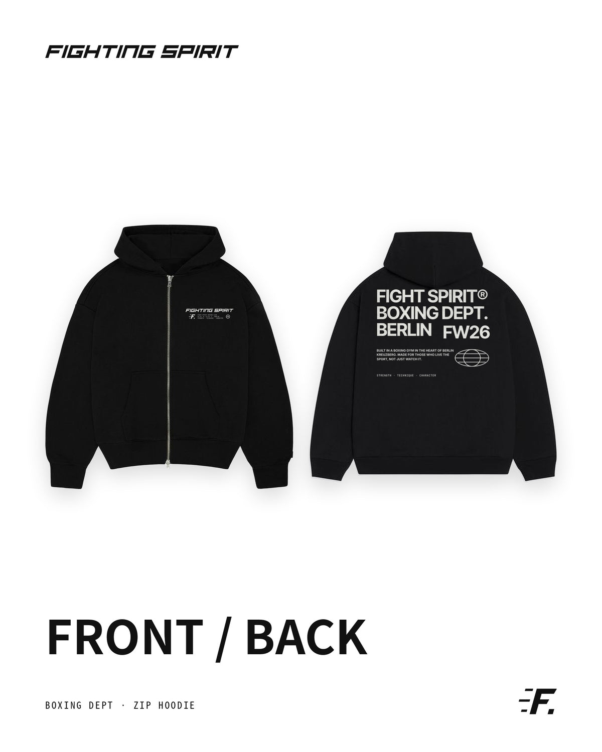 FIGHTING SPIRIT ZIP HOODIE - BLACK |FW26
