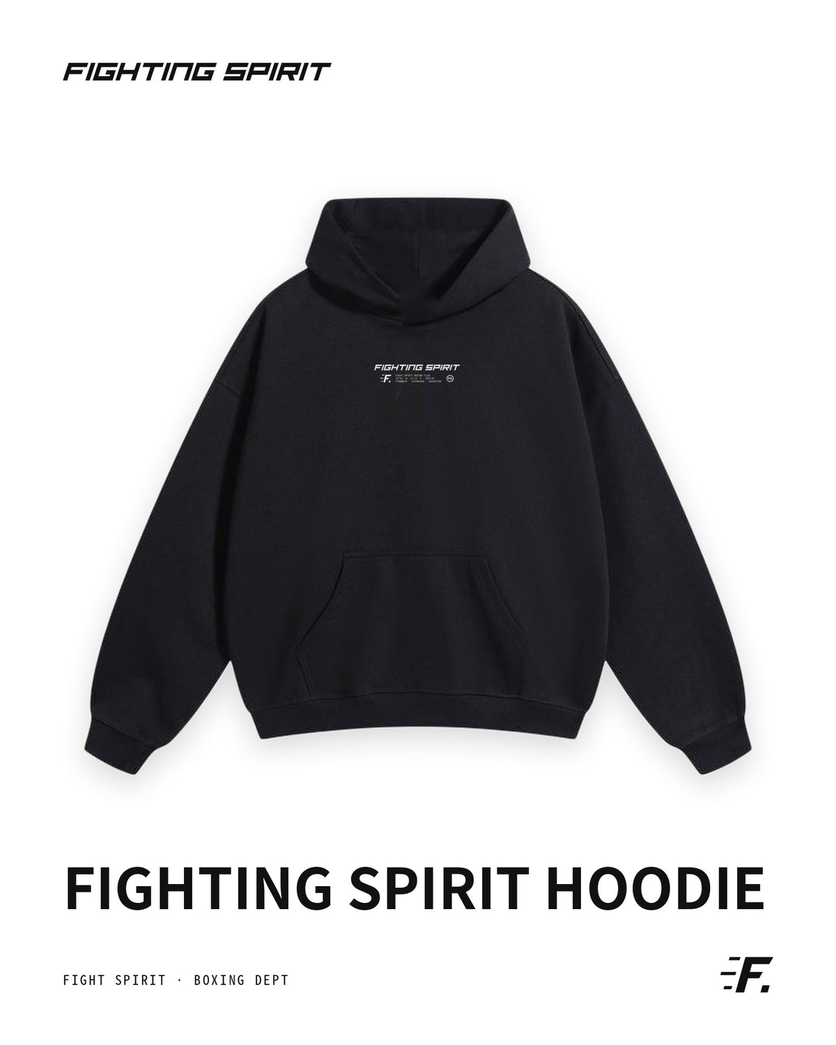 FIGHTING SPIRIT BOXING DEPT. HOODIE — BLACK | FW26