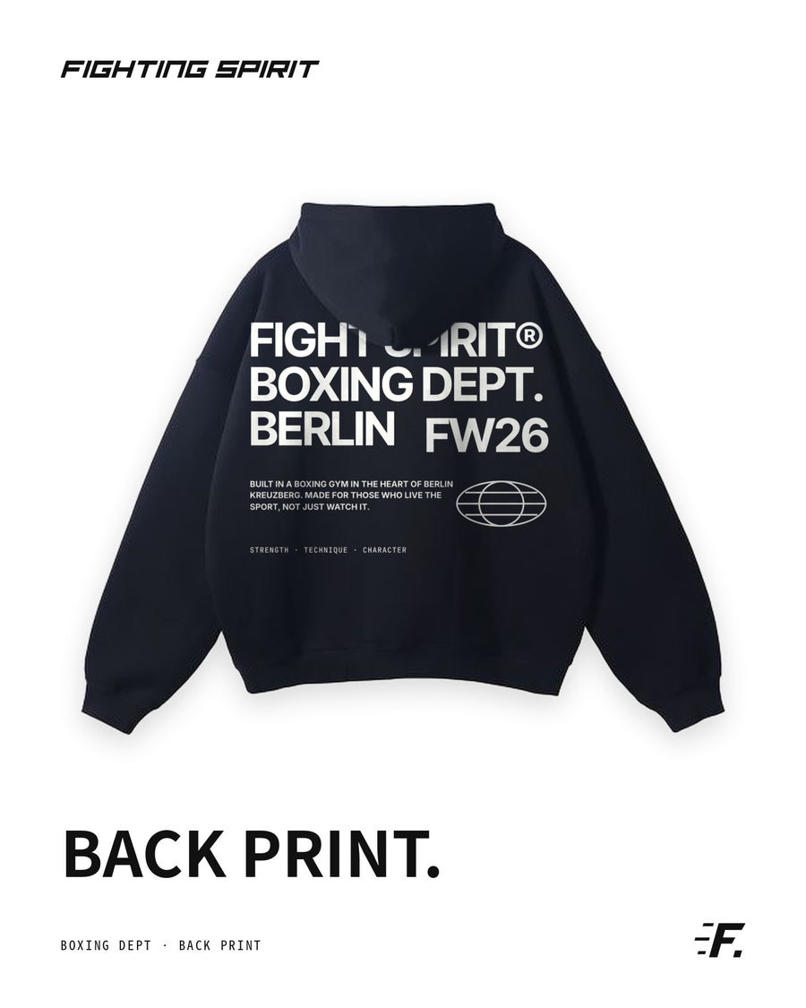 FIGHTING SPIRIT BOXING DEPT. HOODIE — BLACK | FW26