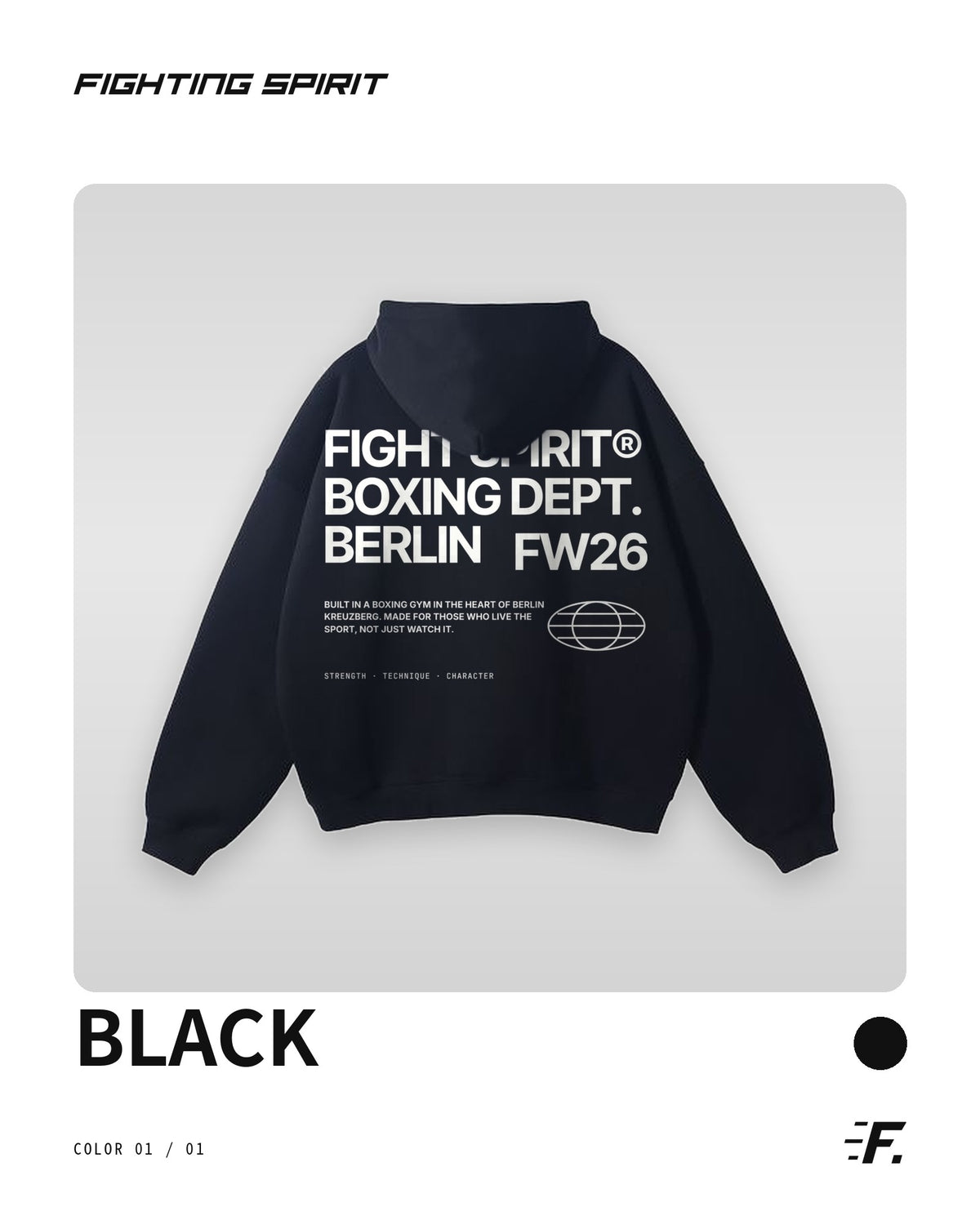 FIGHTING SPIRIT BOXING DEPT. HOODIE — BLACK | FW26