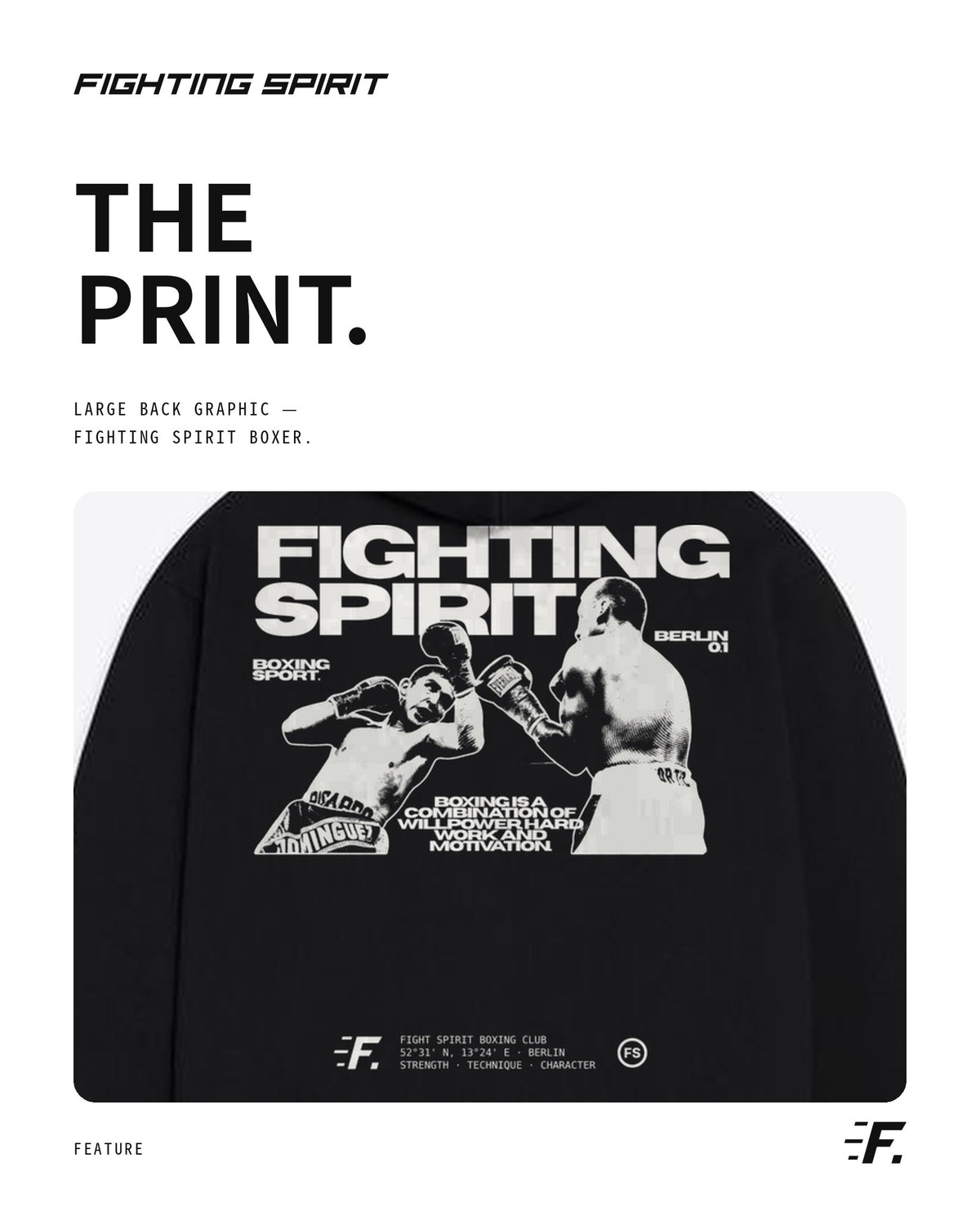 FIGHTING SPIRIT BOXER ZIP HOODIE — BLACK | FW26