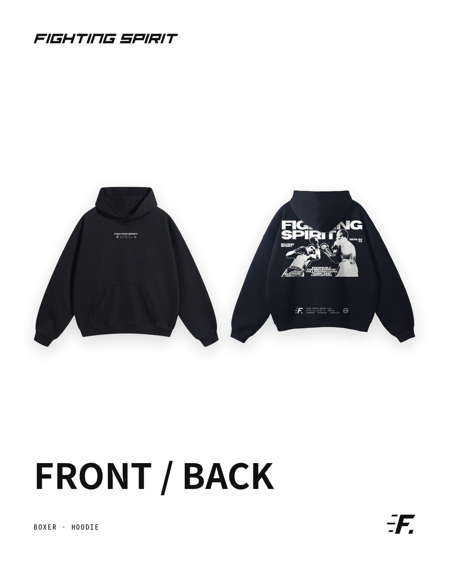 FIGHTING SPIRIT BOXER HOODIE — BLACK | FW26