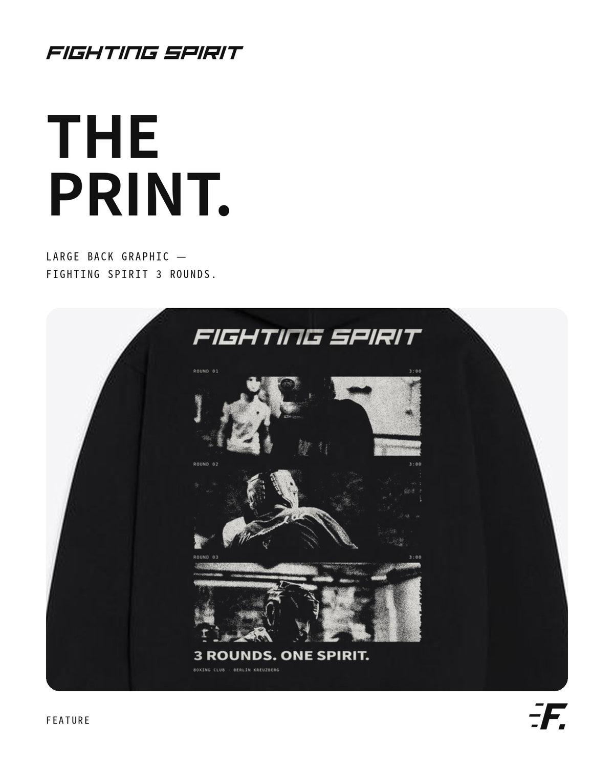 FIGHTING SPIRIT 3 ROUNDS ZIP HOODIE — BLACK | FW26
